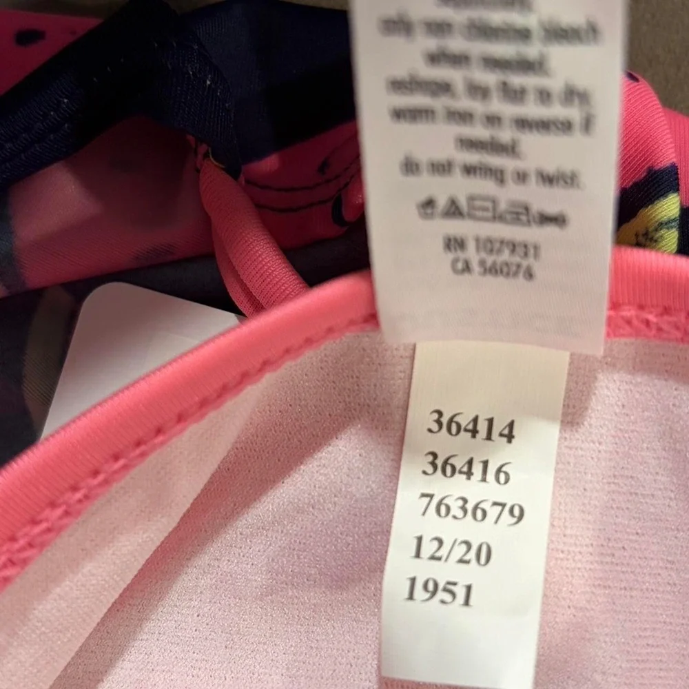 Justice Watermelon Tankini Swimsuit Girls 18 Plus Navy Neon Pink UPF 50 763679